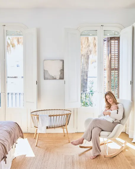 Кресло-качалка Valsa белое букле