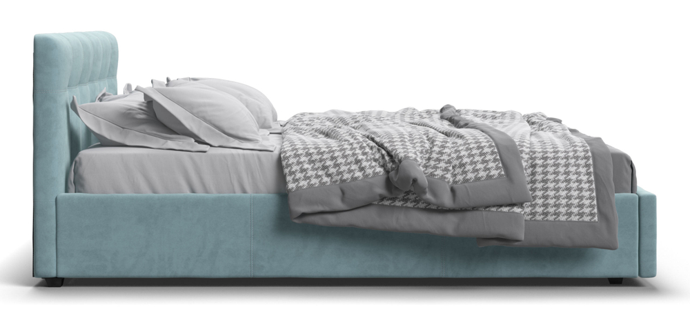 Белла Кровать+ПМ 140 Велюр Монолит аква