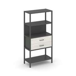 Shelf System Односекционный стеллаж четырехярусный с ящиками SN.STM-412 Антрацит/Дуб Наварра/Металл