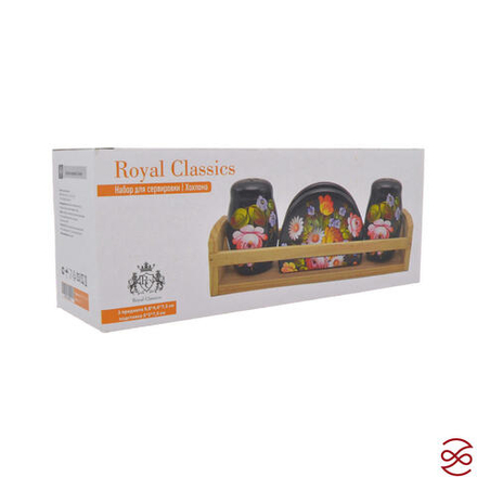 Набор для сервировки Royal Classics Хохлома 3 предмета 9,8*4,4*7,3 см подставка 5*5*7,5 см