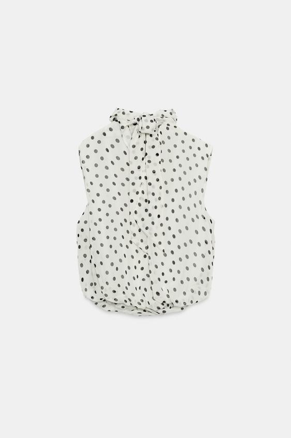 ZARA ДРАПИРОВАННЫЙ ТОП-БАЛЛОН, БЕЛЫЙ/ЧЕРНЫЙ