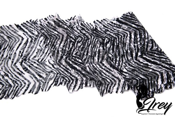 03-172 Кружево эластичное 23 см, зебра, черный/белый