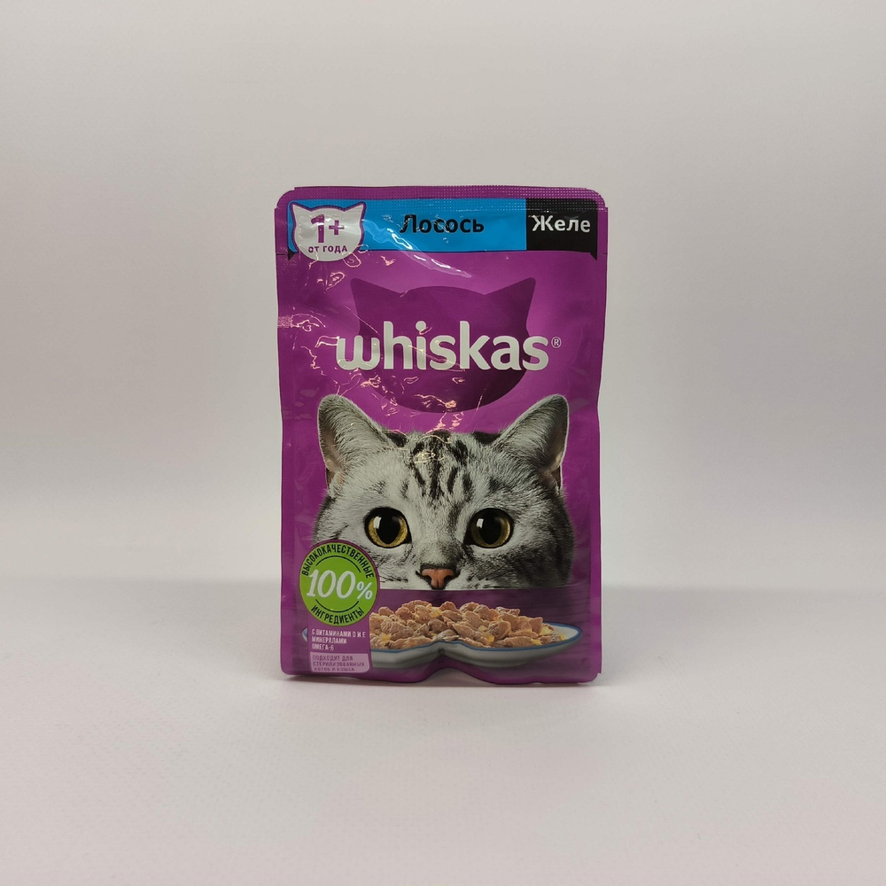 Желе с лососем, 75г корм для кошек влажный Whiskas