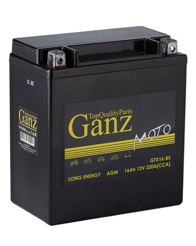 Аккумулятор GANZ мото AGM 16 А/ч прямой L+ 151x88x164 мото EN 320 А
