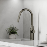 Смеситель для кухни Sancos Grand с вытяжным изливом, цвет вороненая сталь, арт. SC4002GG