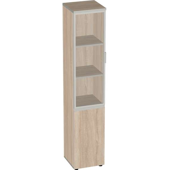 Шкаф узкий высокий со стеклом в алюм. Раме V-2.6+4.0.1+4.4.1 391×387×1980