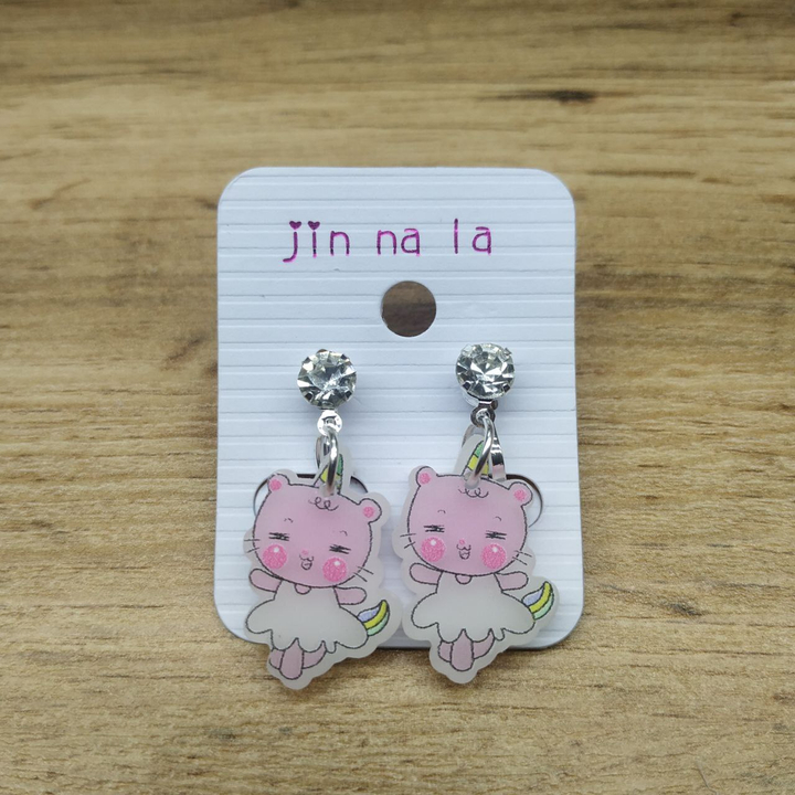 Клипсы Picture Радужная единорожная кошка кристалл металл серебристый