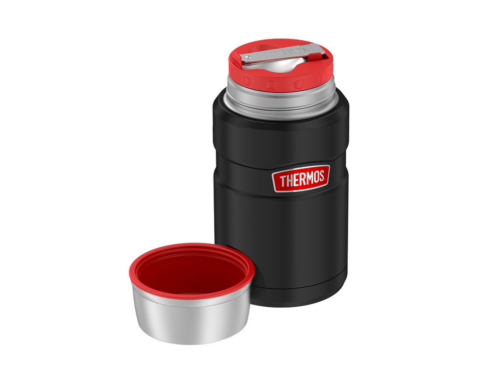 Термос для еды THERMOS KING SK-3020 RCMB 0.71L, складная ложка из нержавеющей стали, чёрный