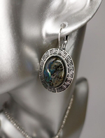 Комплект бижутерии. Подвеска, серьги, браслет с перламутровыми вставками "Перламутр" Форма "Овал"