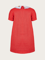 Льняное красное платье с воротничком "Орхидея"