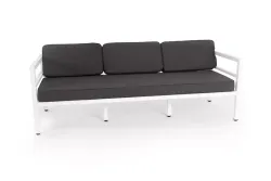 "Эстелья" диван 3-местный, каркас алюминий белый муар, ткань темно-серая 027