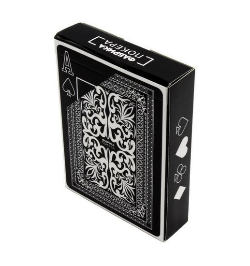 Фабрика Покера: Колода пластиковых карт для покера с увеличенным индексом (чёрная рубашка)