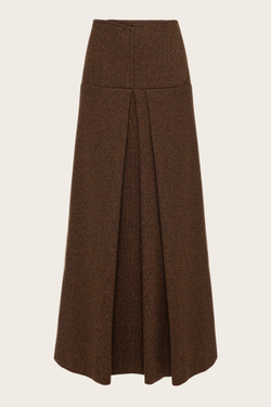 Коричневая шерстяная юбка-макси