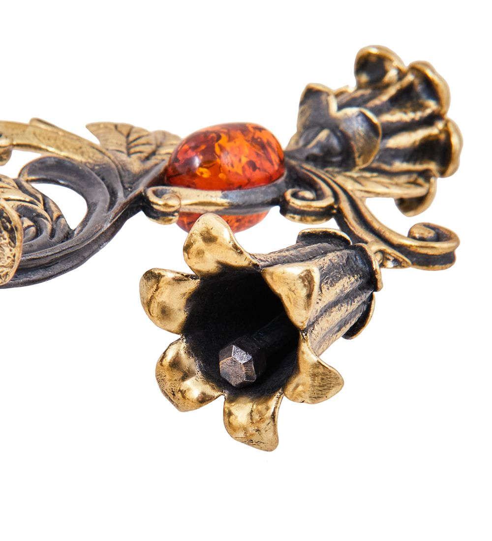 Народные промыслы AM-3910 Подсвечник «Колокольчик» (латунь, янтарь)