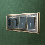 Выключатель одноклавишный проходной с подсветкой (черный матовый)