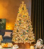 Заснеженная елка с гирляндой «Алтайская» теплый свет (Литая) 3 м