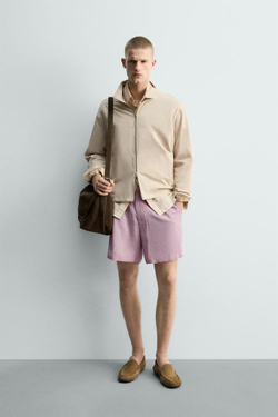 ZARA СВОБОДНЫЕ ШОРТЫ В КЛЕТКУ, ОТТЕНКИ РОЗОВОГО