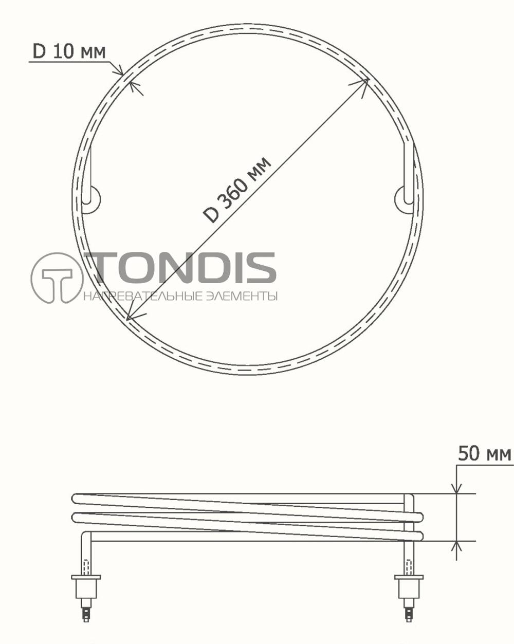 Круглый ТЭН для пивоварни 2,5 кВт d=360мм, штуцер М16