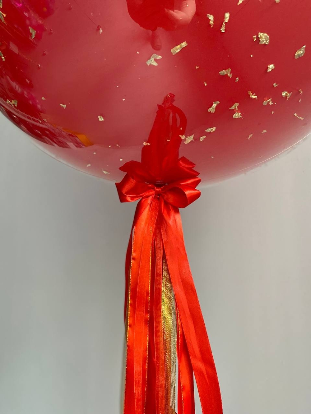 Большой стеклянный шар Милфа красный/золото №3255