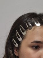 Заколки для волос НАБОР 10 шт., 5 см, клик-клак, глянцевый, серебристый, MONTE VITA, 457079