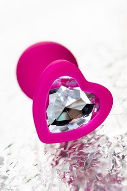Анальная втулка ToDo Diamond Heart, силикон, розовая, 7 см, Ø 2 см