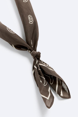 ZARA БАНДАНА С ПРИНТОМ ПЕЙСЛИ, КОРИЧНЕВЫЙ