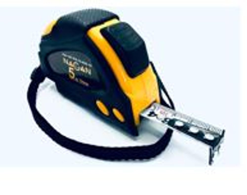 Рулетка   5м*19мм  Автостоп, магнит.зацеп, 2-х сторон.нейлон.пол., прорез. корпус,  NAGAN