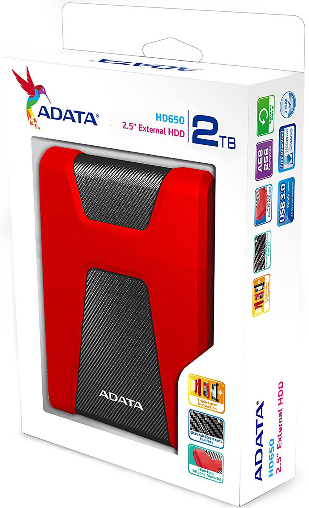 Внешний диск HDD 2.5'' ADATA AHD650-2TU31-CRD
