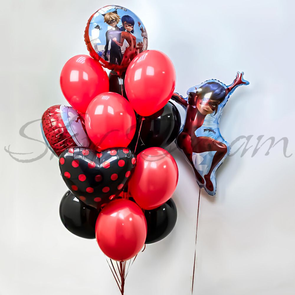 Композиция из шаров День рождения С Леди Баг Композиция из шаров День рождения С Леди Баг