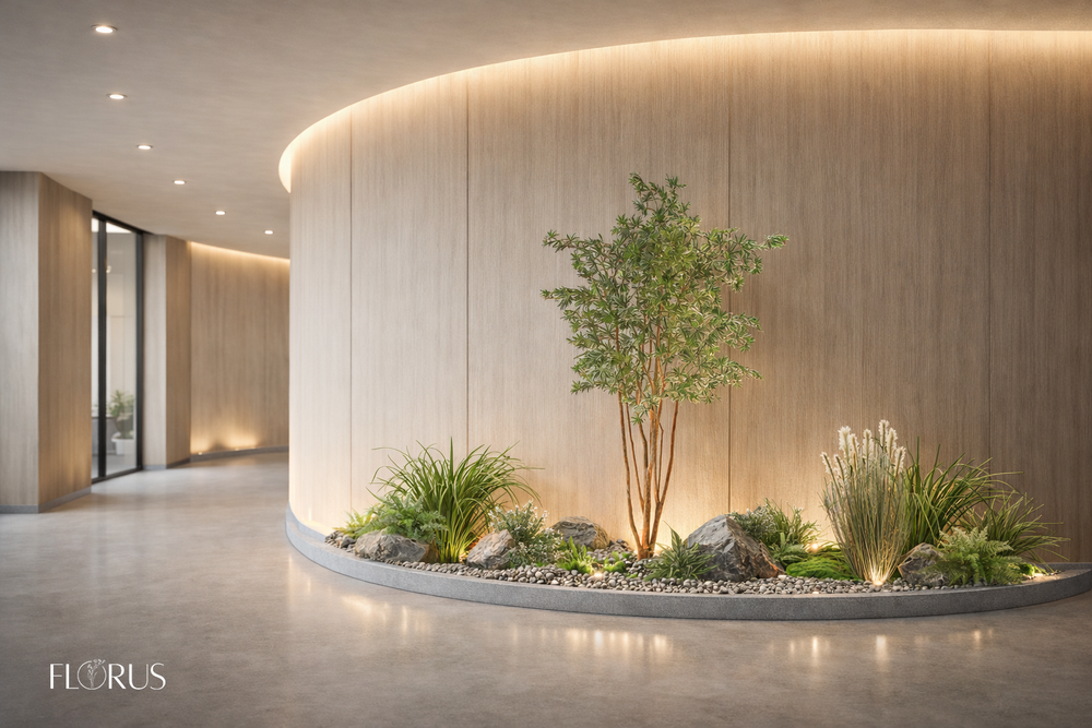 Напольная композиция в стиле сканди с клёном 180см, длина 2–2,5 м