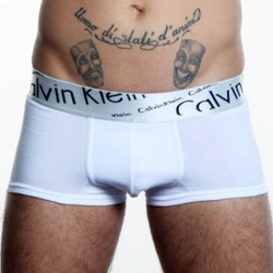 Мужские трусы боксеры белые с косой резинкой Calvin Klein Steel Boxer Italics White
