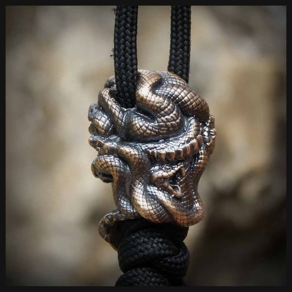 Бусина "Медуза Горгона" для темляков или браслетов , бронза