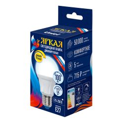 LED-A60 12W-4000K-E27-FR-DIM PLP01WH Лампа светодиодная. диммируемая. Форма А. матовая. Серия Яркая. Белый свет 4000К. Картон. ТМ Uniel.
