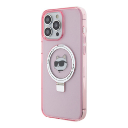 Чехол Karl Lagerfeld PC/TPU + Ring stand NFT Choupette Head для iPhone 15 Pro Hard Pink (MagSafe) (Розовый)