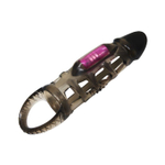 Дымчатая вибронасадка на пенис с подхватом Harrison - 18 см.