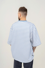 Футболка KUL'TURA OverSize "Basic" Полоска Голубой