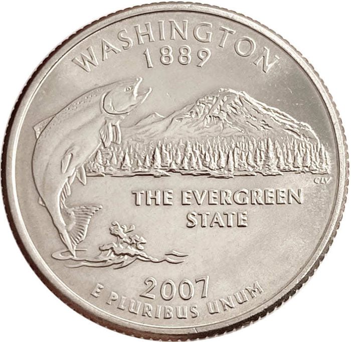 25 центов (1/4 доллара, квотер) 2007 США «Штат Вашингтон» (D)