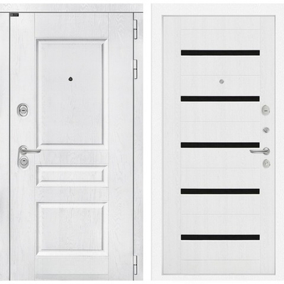 Входная дверь с шумоизоляция в квартиру Белое дерево, стекло черное - 1106