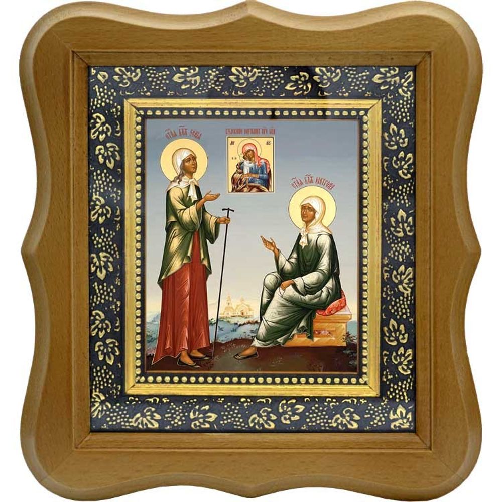 Ксения Петербургская и Матрона Московская. Икона на холсте.