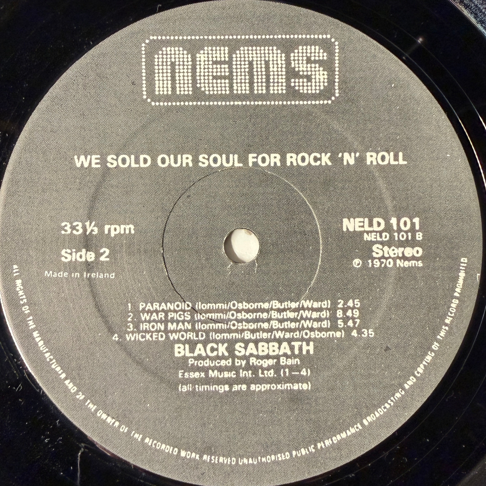 Black Sabbath ‎– We Sold Our Soul For Rock 'N' Roll 2LP (Ирландия 1982г.) Т