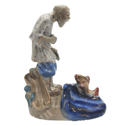 Азарова Л.П. Старик и золотая рыбка. Фарфор. Гжель, 1950–1960.