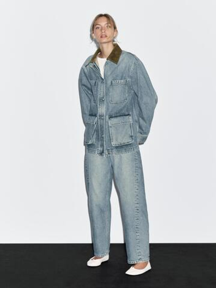 Massimo Dutti Джинсовая куртка с карманами, голубой