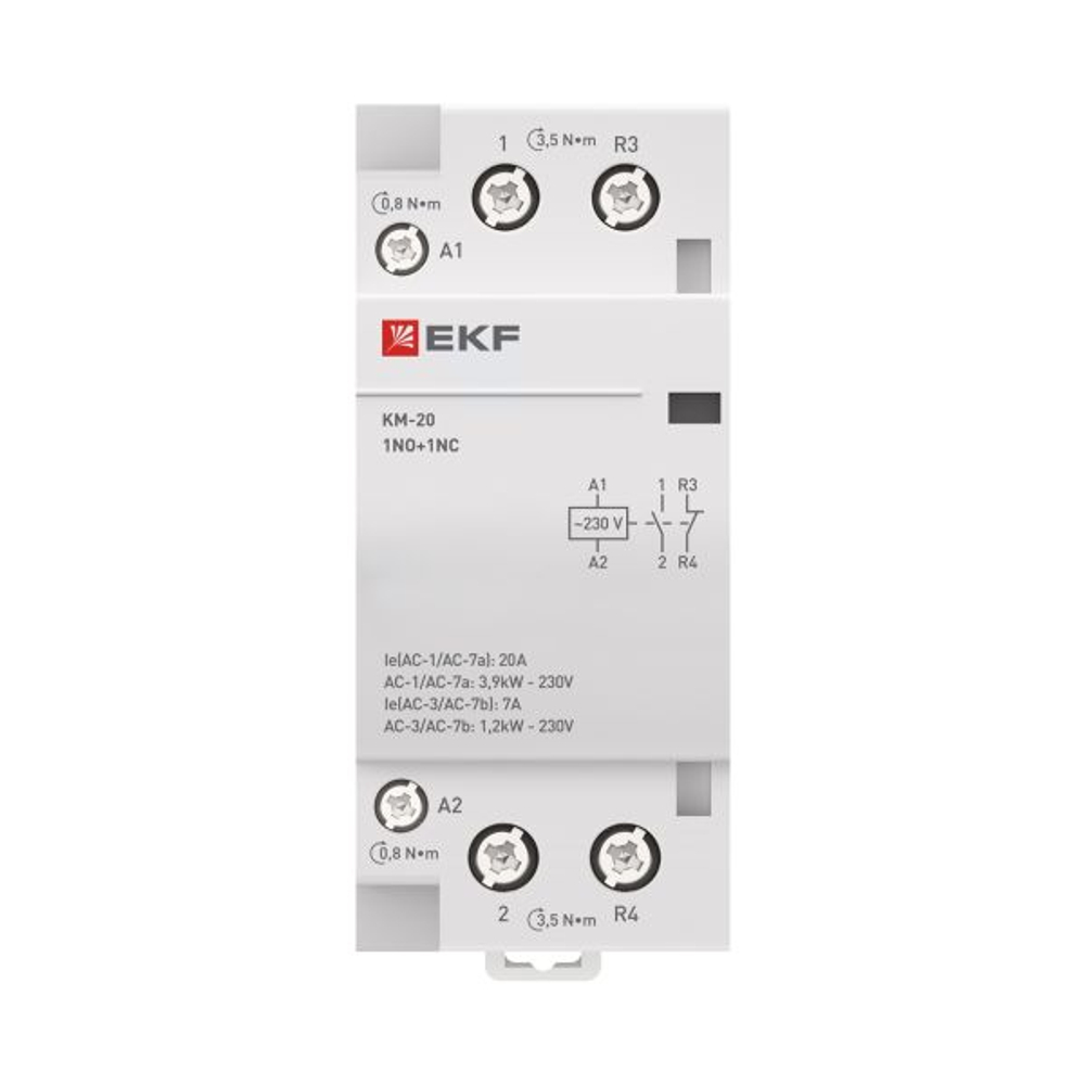 Контактор модульный КМ 20А 1NO+1NC 230В АС (2 мод.) PROXIMA EKF