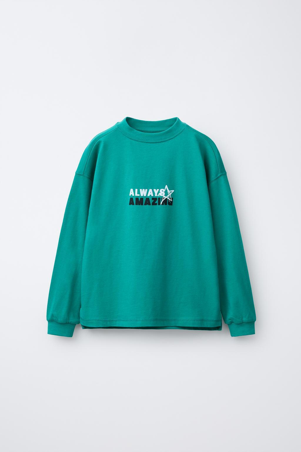 ZARA ФУТБОЛКА С РЕЛЬЕФНЫМ ПРИНТОМ, ЗЕЛЕНЫЙ