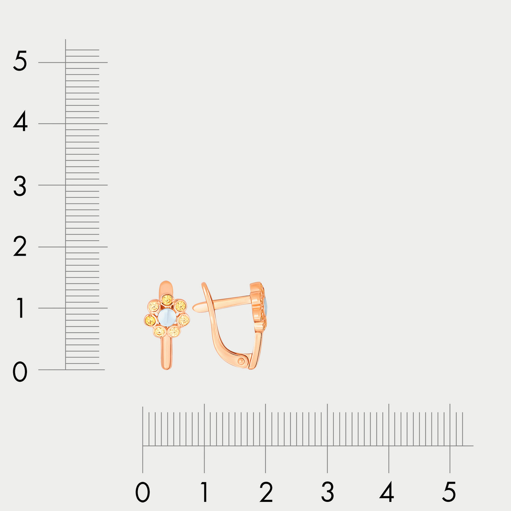 Серьги для детей с фианитами из розового золота 585 пробы (арт. 1202479)