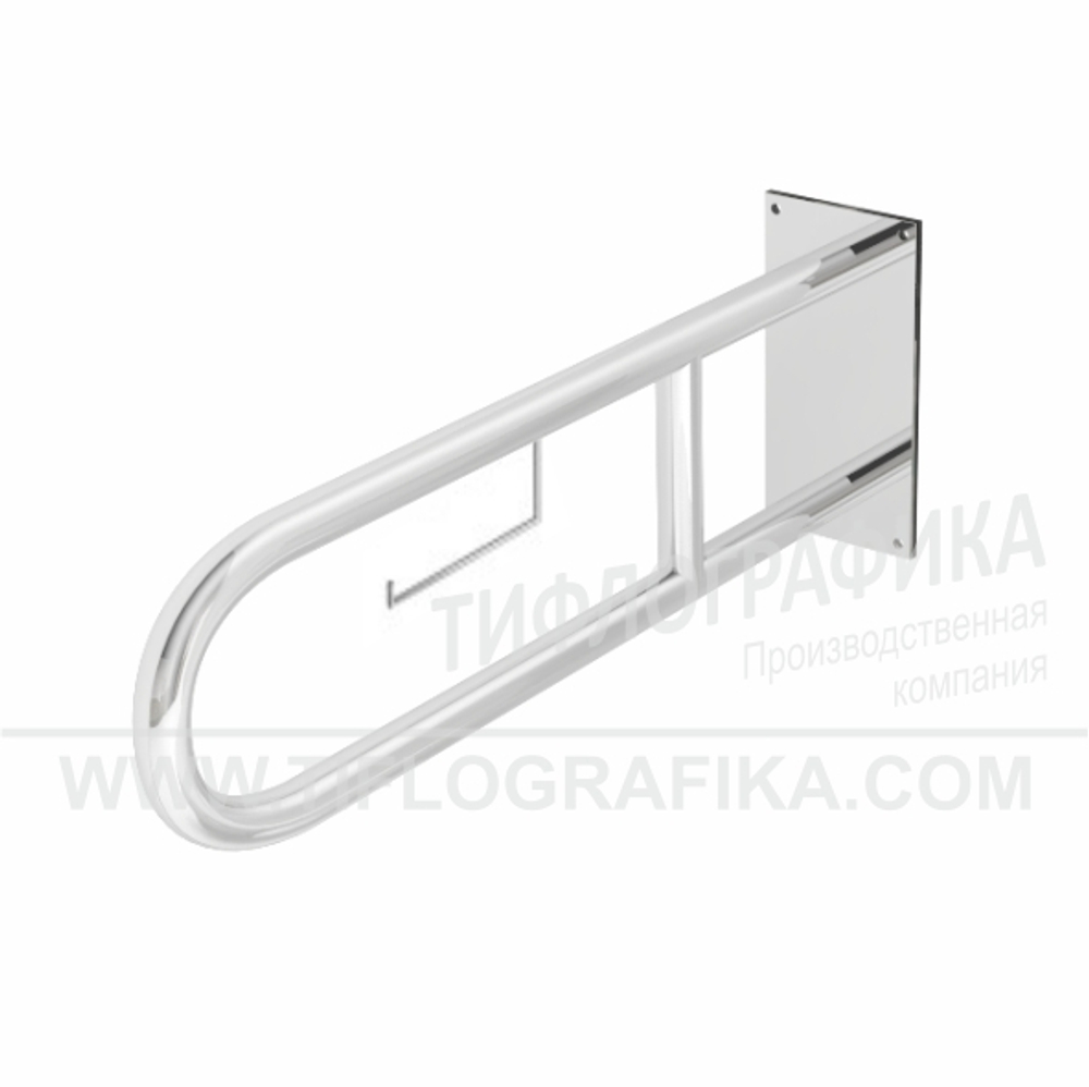 Поручень не откидной опорный для санузла, с бумагодержателем, пристенный, нерж. сталь, 800x230 мм, D38 мм