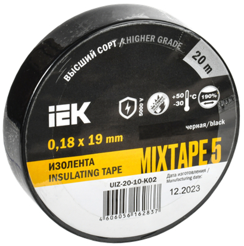 MIXTAPE 5 Изолента 0,18х19мм черная 20м IEK