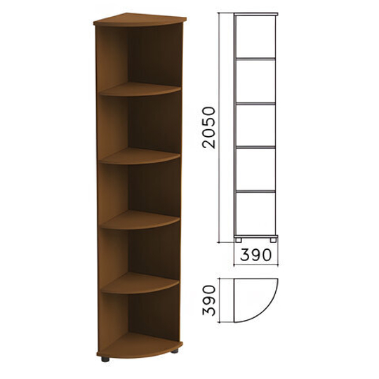 Шкаф (стеллаж) угловой "Монолит", 390х390х2050, 4 полки, цвет орех гварнери, УМ46.3