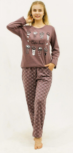 Пижама женская штаны+футб д/р (фланель) П0008 норма