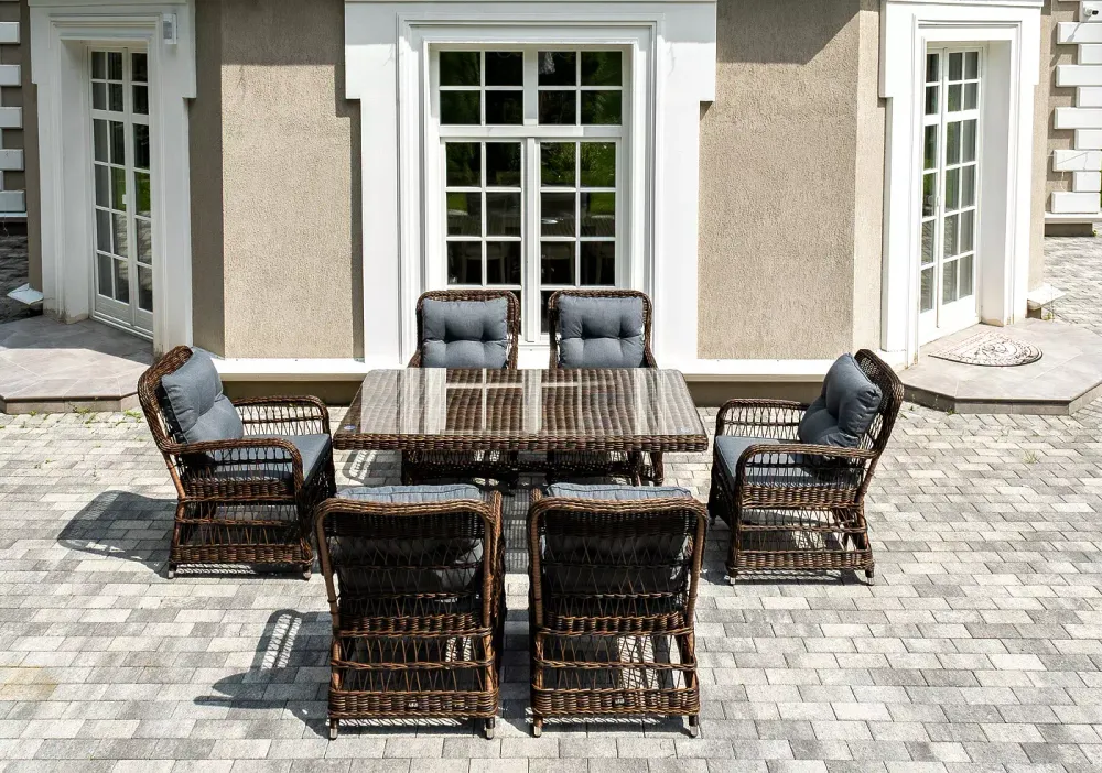 "Цесена" обеденная группа плетеная из искусственного ротанга, цвет коричневый